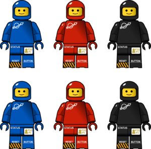 Illustration of miniature figure boards in a 2x3 array.
